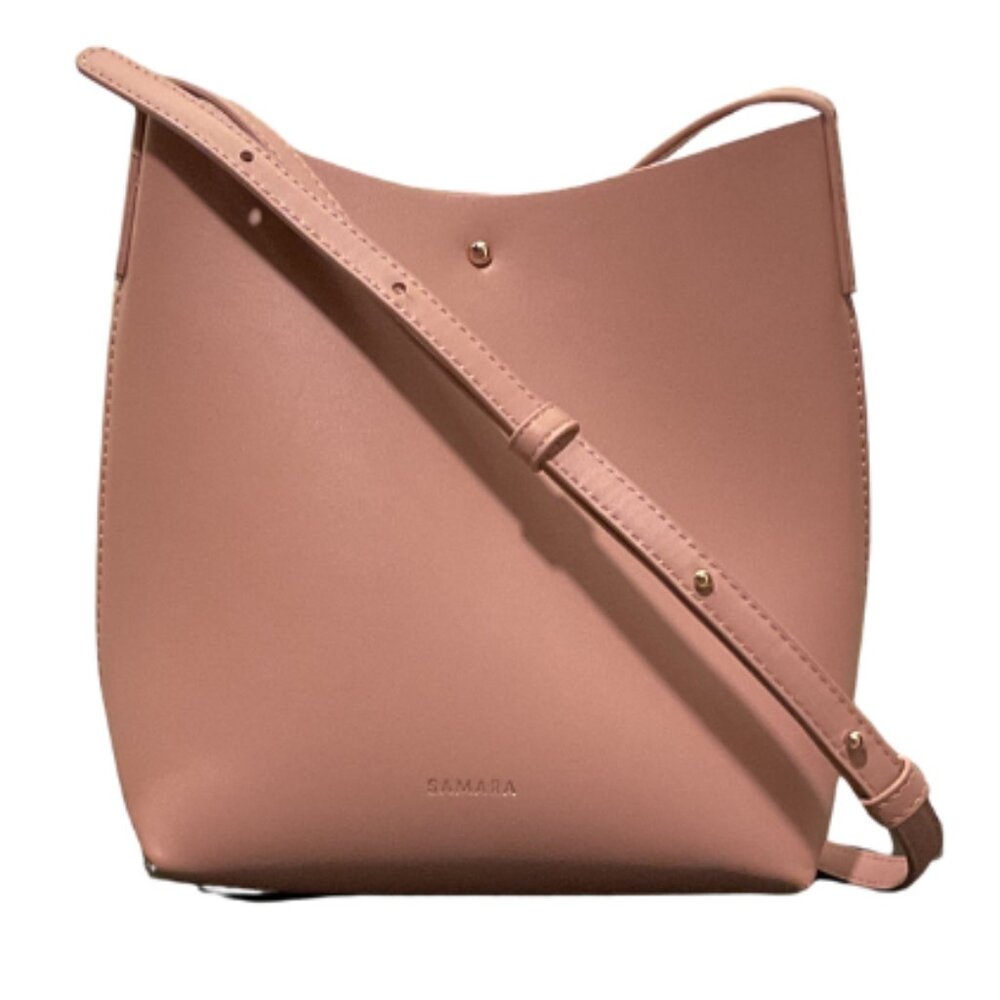 SAMARA Vegan Leather Bucket Bag | Rose Pink | Minimalist Crossbody Tote